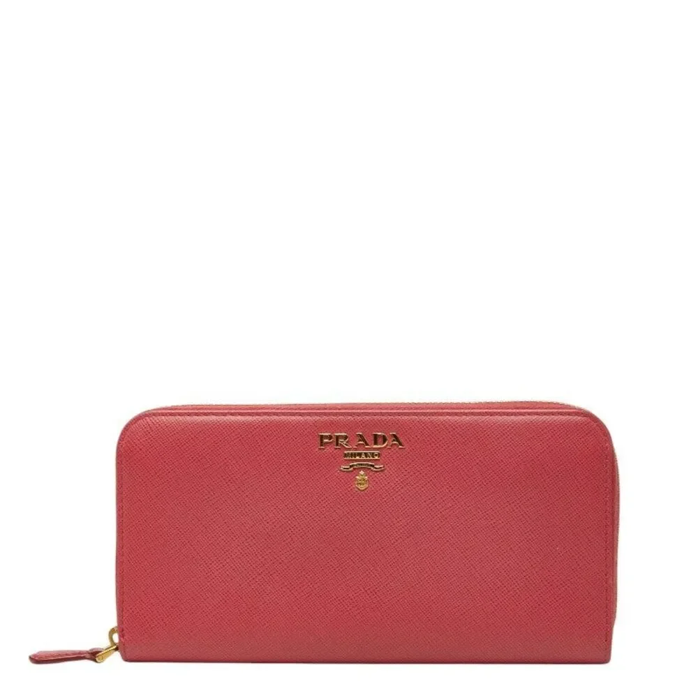 Prada Saffiano Round Zip Long Wallet